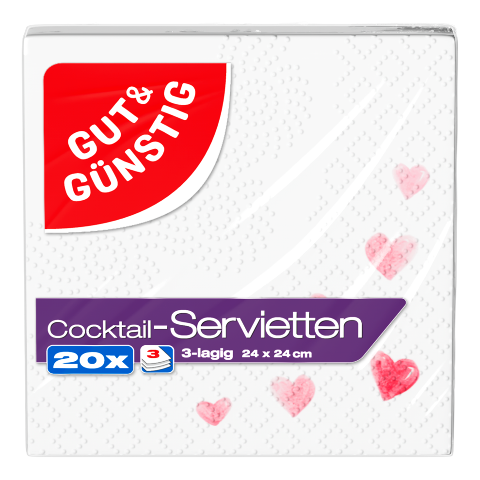 Motivcocktailservietten, Herzen