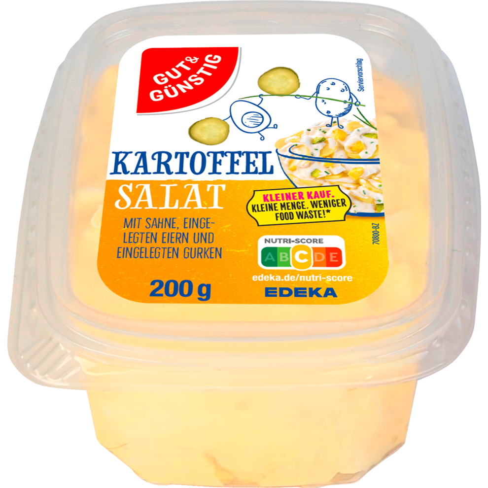Kartoffelsalat mit Sahne, Ei und Gurken