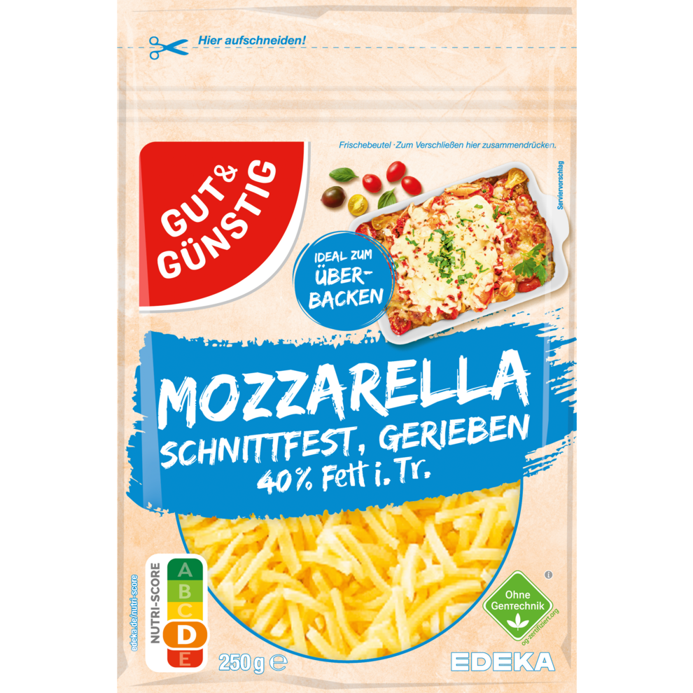 Mozzarella gerieben 40% Fett i. Tr.