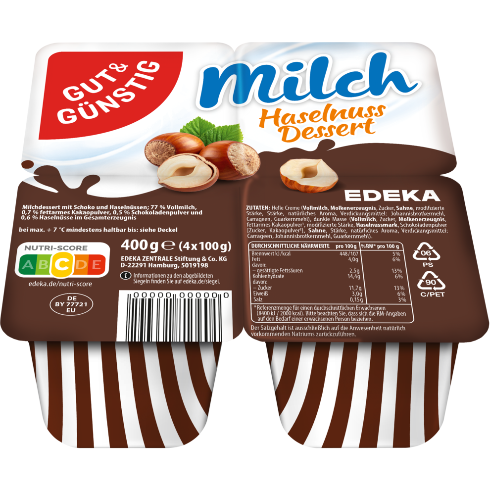 Milch-Haselnuss-Dessert