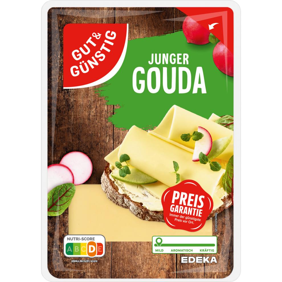 Junger Gouda in Scheiben 48% Fett i. Tr.