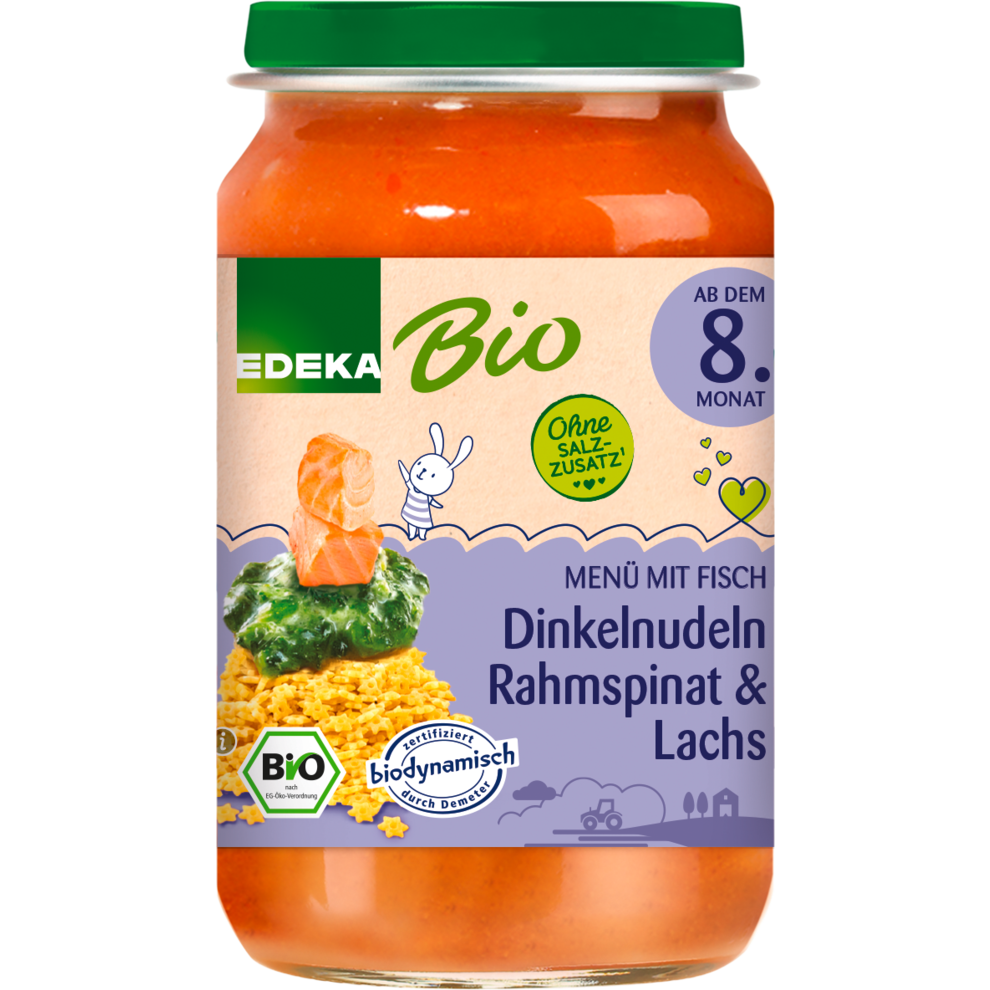 Dinkelnudeln mit Rahmspinat & Lachs